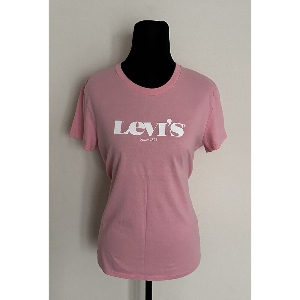 Levi's Perfect Tee Women's Pink T-Shirt with White Logo Size M 100% Cotton
